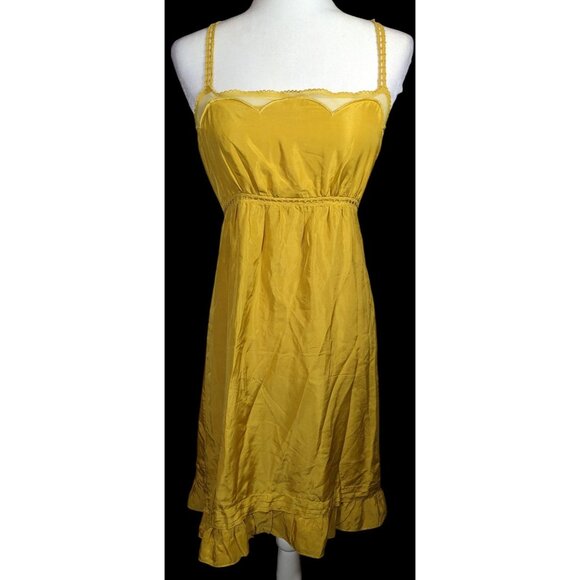 Viola Anthropologie Yellow Silk Vintage Style Dress - Picture 1 of 6